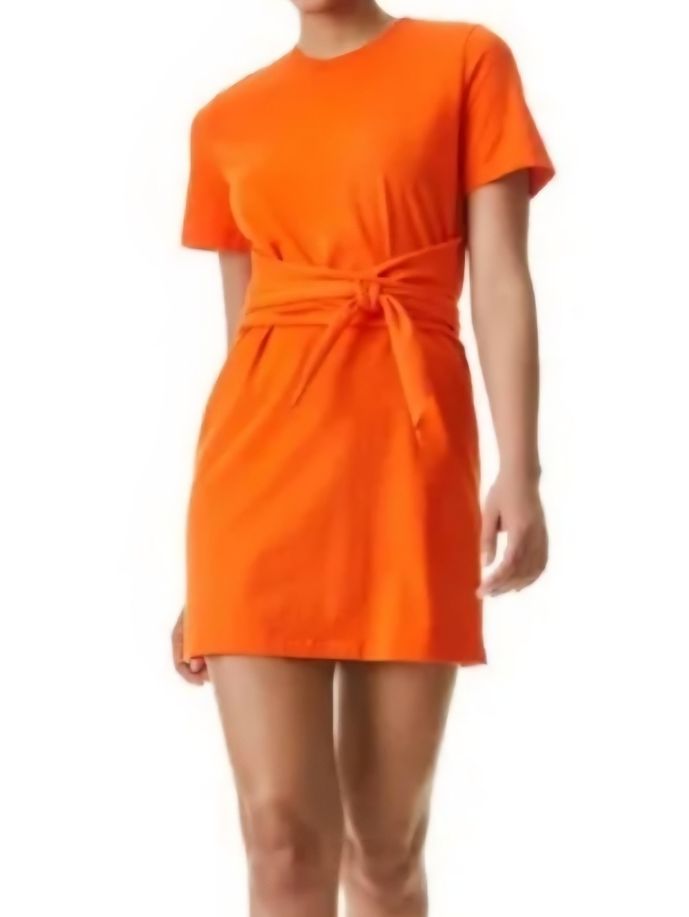 Alice + Olivia Orange Tie-Waist T-Shirt Dress